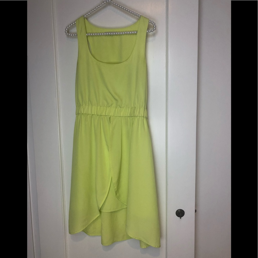 Nordstrom Hinge Neon Yellow High Low Dress